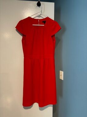J. Crew Bright Red Cap-Sleeve Midi Dress